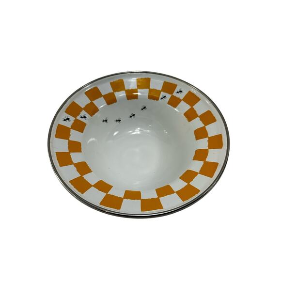 The Golden Rabbit II Joan Wilkes Gold Checkers & Ants‎ Enamelware Bowls Set of 3 - Picture 9 of 14